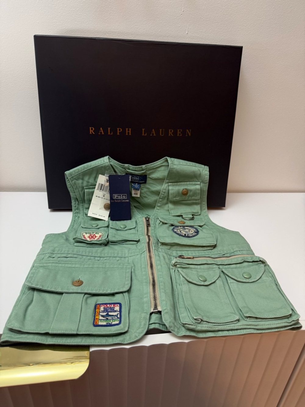 Polo Ralph Lauren Boys Size 6 Mint Green Key West Fishing Utility Vest NWT Rare
